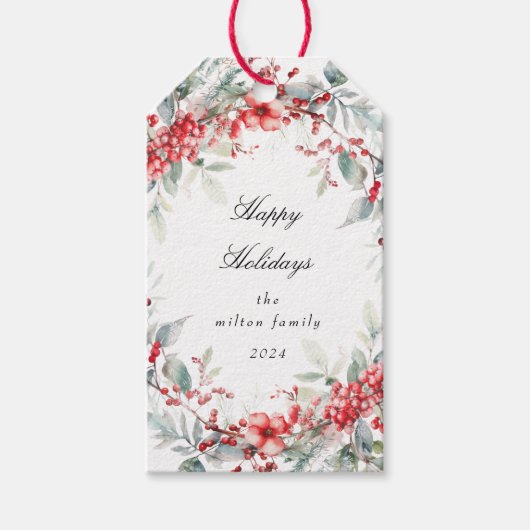 Klassieke vakantie bessen Monogram cadeau Labels Cadeaulabel (Voorkant)