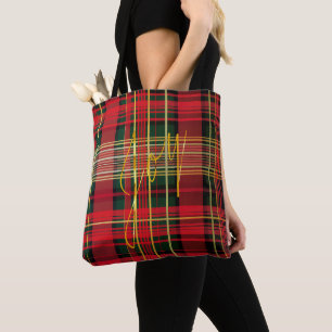 Klassieke vakantie rood en groen geruite Tartan 'J Draagtas