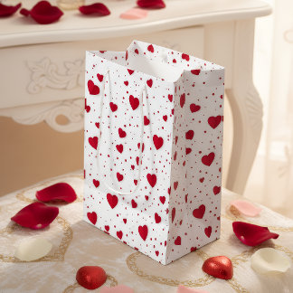 Klassieke Valentijnsharten Giftzak Medium Cadeauzakje
