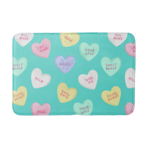 Klassieke Valentijnshartjes op Teal Badmat