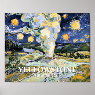 Klassieke Van Gogh Yellowstone Old Faithful Schild Poster