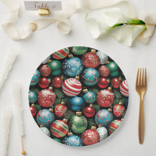 Klassieke veelkleurige kerst Ornamenten Papieren Bordje