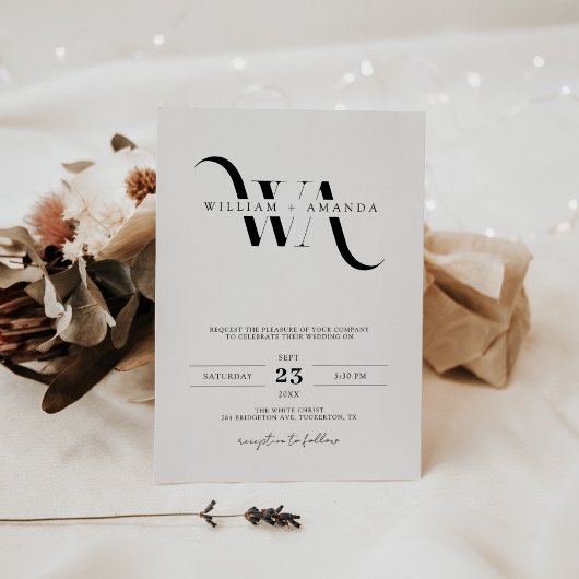 Klassieke verfijnde Monogram Modern Wedding Kaart