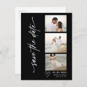 Klassieke Verticale Script Foto Strook Huwelijk Aankondigingskaart (Voorkant / Achterkant)