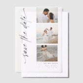 Klassieke Verticale Script Fotostrip Trouwen Vellum Uitnodigingen (Offset)