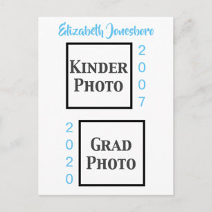 Klassieke vervolgens en nu Afstuderen kondiging fo Briefkaart