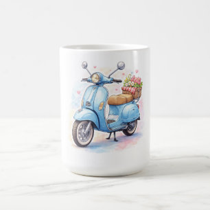 Klassieke Vespa Oude Tyd Mokaardige Scooter Ontwer Koffiemok