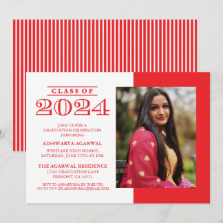 KLASSIEKE VETTE KLASSE VAN 2024 AFSTUDEREN UITNODI KAART