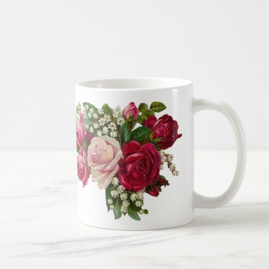 Klassieke Victoriaans Rozen Lily van de Valley Rom Koffiemok (Rechts)