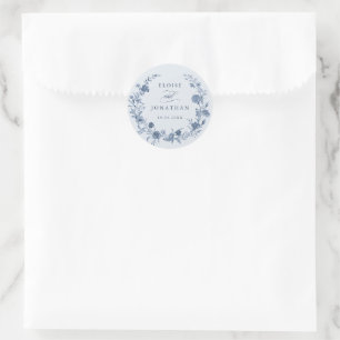 Klassieke Victoriaanse Blauwe Franse Tuin Chic Bru Ronde Sticker