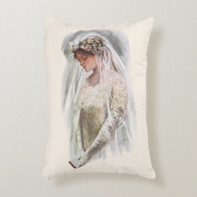 Klassieke Victoriaanse bruid met Bijbel Harrison F Accent Kussen (Voorkant(Verticaal))