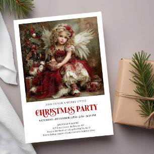 Klassieke Victoriaanse Engel Bourgondië Kerstfeest Kaart