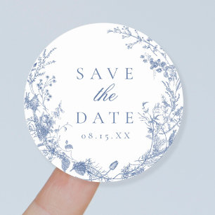 Klassieke Victoriaanse Franse Trouw Save The Date Ronde Sticker