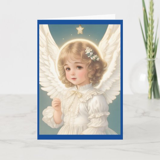 Klassieke Victoriaanse Kerstengel Feestdagen Kaart (Voorkant)