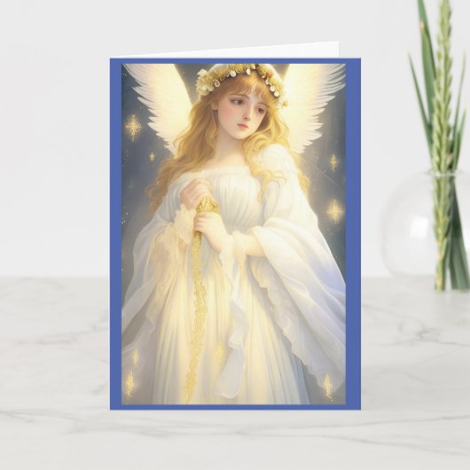 Klassieke Victoriaanse Kerstengel Feestdagen Kaart (Voorkant)