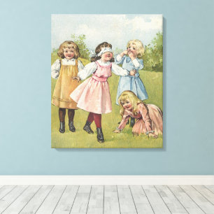 Klassieke Victoriaanse Kinderen Spelen Blindemanne Canvas Afdruk