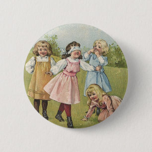 Klassieke Victoriaanse Kinderen Spelen Blindemanne Ronde Button 5,7 Cm