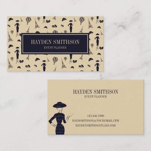 Klassieke Vintage 50's Mode Visitekaartje (Voorkant / Achterkant)