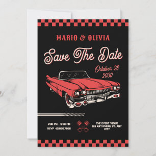 Klassieke vintage auto bruiloft save the date