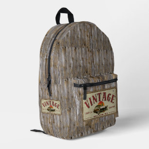 Klassieke Vintage Auto Limited Edition Oude Hout Bedrukte Rugzak