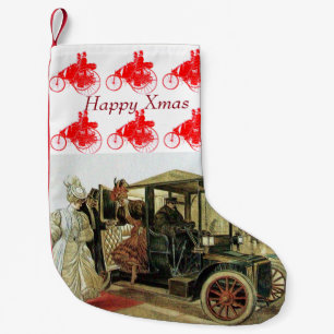 KLASSIEKE ,VINTAGE AUTO'S,ELEGANTE DAMES Prettig K Kleine Kerstsok