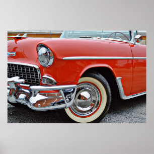 Klassieke Vintage Bel Air Red Convertible Poster