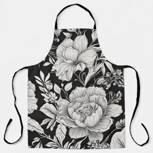 Klassieke vintage bloem zwarte en witte schort