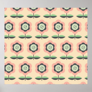 Klassieke Vintage: Bloemen naadloos ontwerp Poster