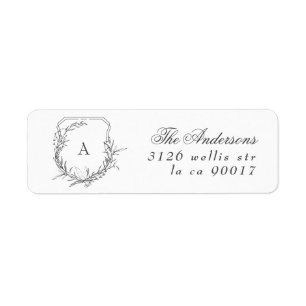 klassieke vintage botanische florale monogram cres etiket