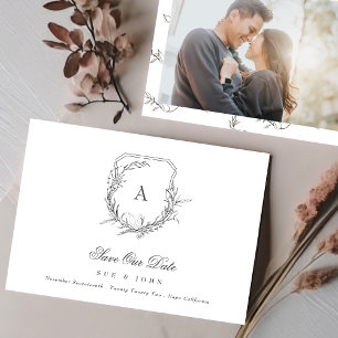 klassieke vintage botanische florale monogram cres save the date