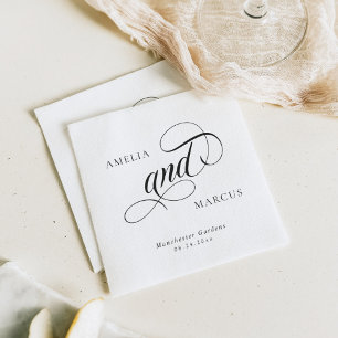 Klassieke Vintage Calligrafie Huwelijksservetten Servet