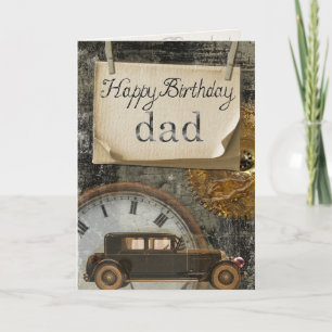 Klassieke Vintage Car Happy Birthday Pap Kaart