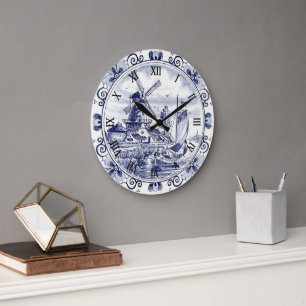 Klassieke Vintage Chic Hollandse Windmolen Delfts Grote Klok