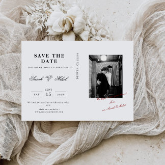 Klassieke Vintage Elegante Script Foto Bruiloft Save The Date