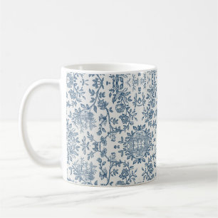 Klassieke Vintage Franse Gegraveerde Bloemrijke To Koffiemok