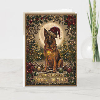 Klassieke Vintage Kerstmis Duitse Herder Kaart