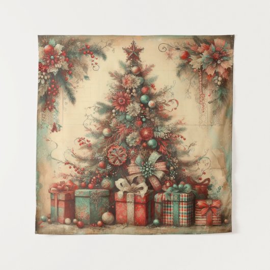 Klassieke vintage kerstwandtapijt wandkleed (Voorkant)