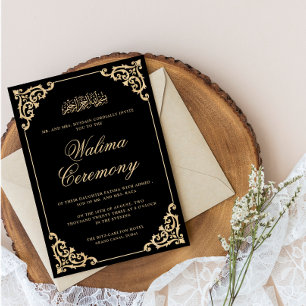 Klassieke Vintage Rococo Gouden Zwarte Walima Cere Kaart