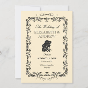 Klassieke vintage sierlijke trouwkaart save the date