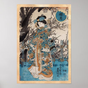 Klassieke vintage ukiyo-e Japanse geisha portret Poster