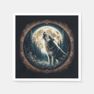 Klassieke, vintage wolf & maan  servet