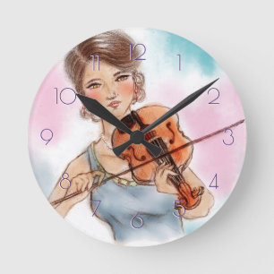 Klassieke Violin Lady , kunst Ronde Klok