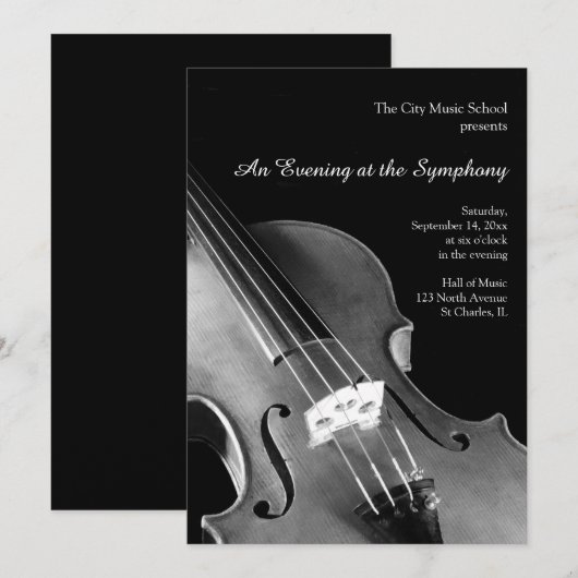 Klassieke Violin Symphony Overweging Uitnodigingen (Voorkant / Achterkant)