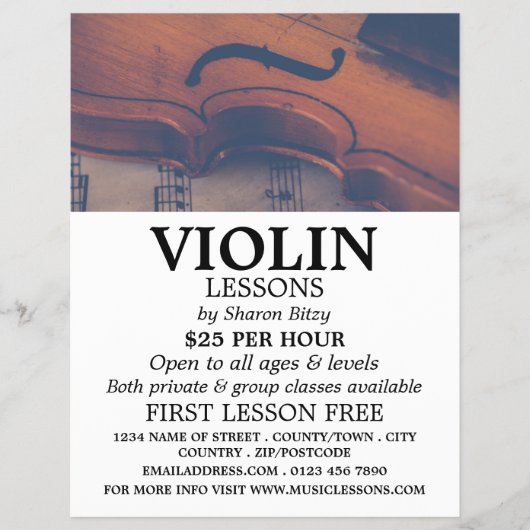 Klassieke Violin, Violin Lessons Adverteren Flyer (Voorkant)