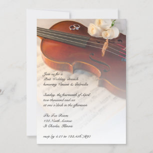 Klassieke Violin White Roses Post Wedding Brunch Kaart