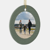 Klassieke visgraat eenvoudige salie groene foto keramisch ornament (Rechts)