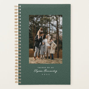Klassieke visgraat tweed eenvoudige groene foto planner