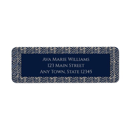 Klassieke visgraatbruiloft retour adreslabels etiket (Voorkant)