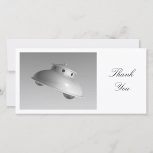 Klassieke vliegende saucer BW - Dank u wel Bedankkaart