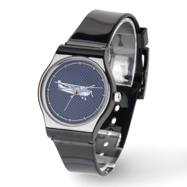 Klassieke vliegtuig Cessna Flying Carbon Fibre Horloge (Hoek)